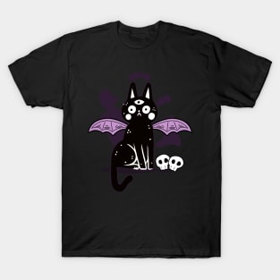 Kawaii Black Cat Skull Soft Grunge Pastel Goth Tattoo Art T-Shirt